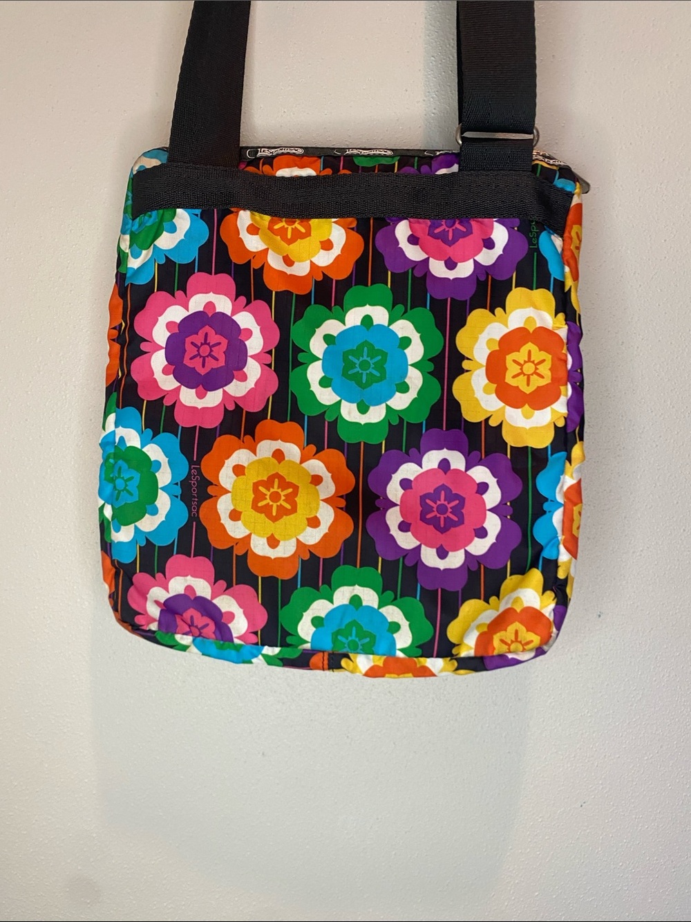 Lesportsac Black Multicolor Floral Crossbody Bag - Picture 5 of 10